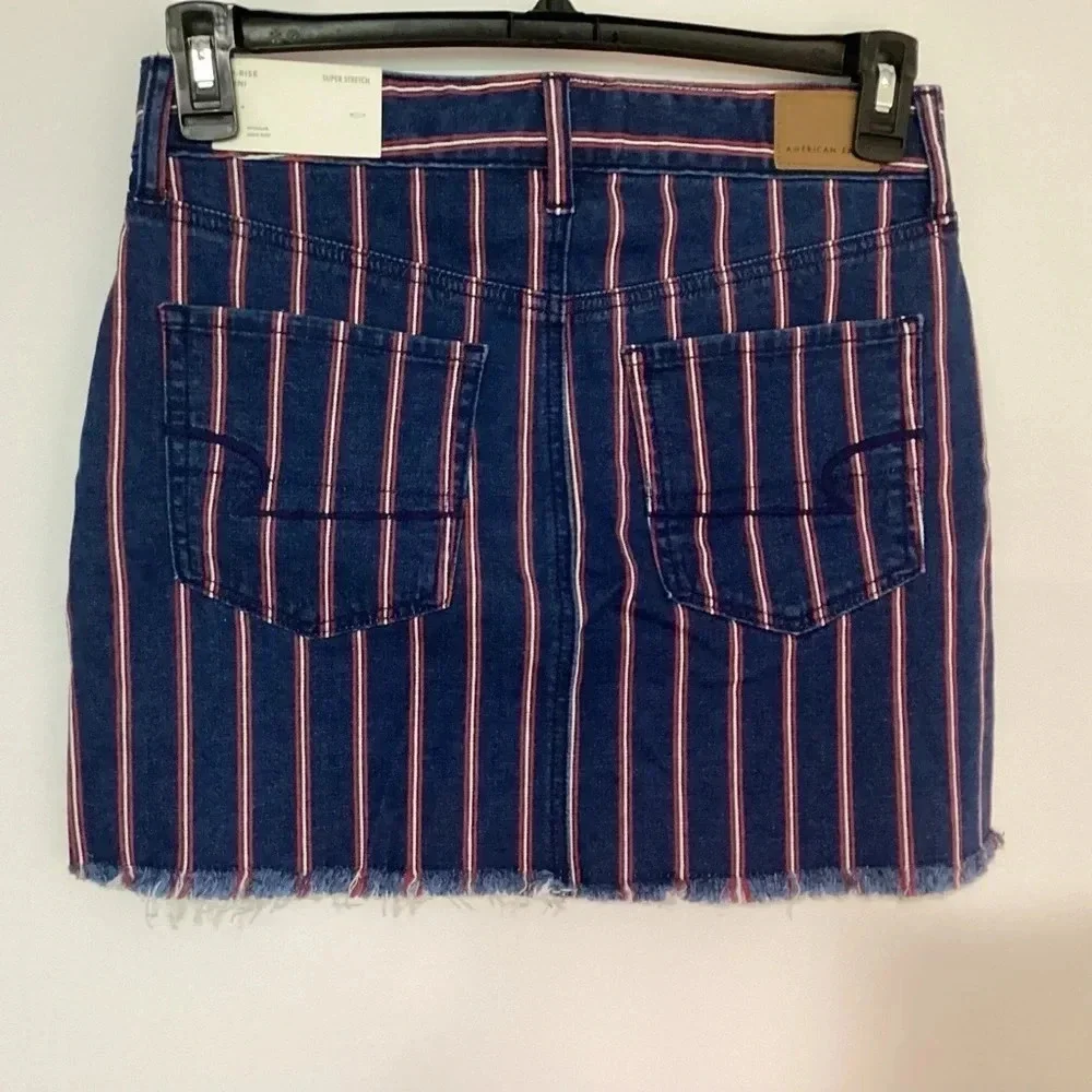 American Eagle Striped Hi-Rise Mini Skirt